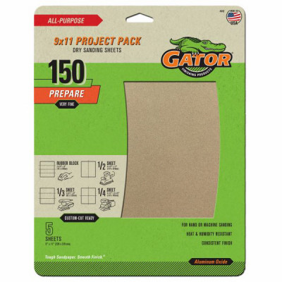 Sandpaper, Fine 150-Grit, 9 x 11-In., 5-Pk.