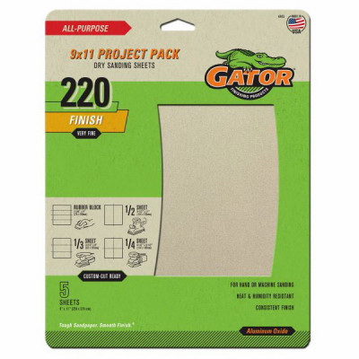 Sandpaper, Extra Fine 220-Grit, 9-In. x 11-In., 5-Pk.