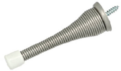 Doorstop, Wall-Mount, Spring, Satin Nickel, 3 In., 2-Pk.