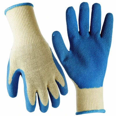 Work Gloves, Latex Coated Palm, Blue, L