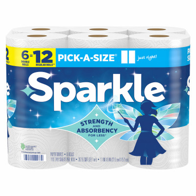 Pick-A-Size Paper Towels, 110 2-Ply Sheets, White, 6 Rolls (4 pieces)