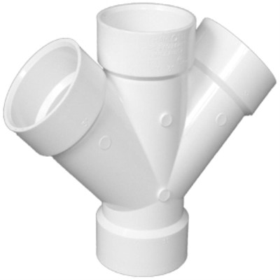 Schedule 40 DWV PVC Double Wye, White, 3 In.