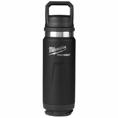 Packout Insulated Beverage Bottle, Chug Lid, Stainless Steel, Black, 24 oz.
