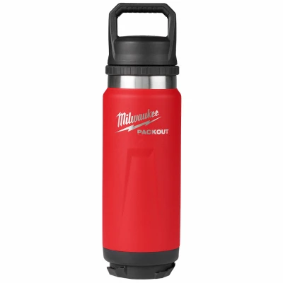 Packout Insulated Beverage Bottle, Chug Lid, Stainless Steel, Red, 24 oz.