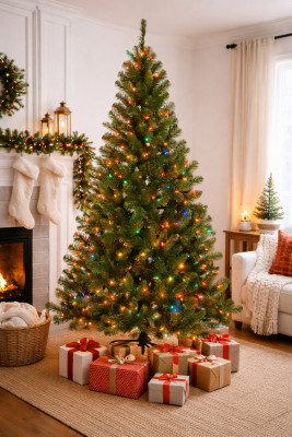 6' carlton hinged tree with 220 dual color led lights-ul/cul