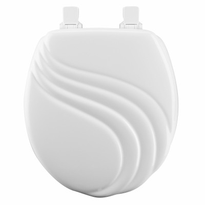 Round Molded Wood Toilet Seat with Easy-Clean & Change  Hinge, Swirl Design