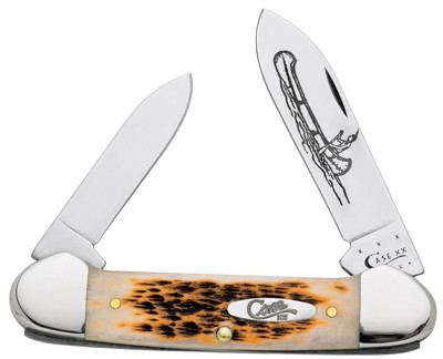 Canoe Pocket Knife, Chrome Vanadium/Amber Bone, 3-5/8-In. Length Closed