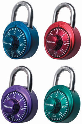 Combination Lock, 3-Digit, Anodized, Assorted Colors (4 pieces)