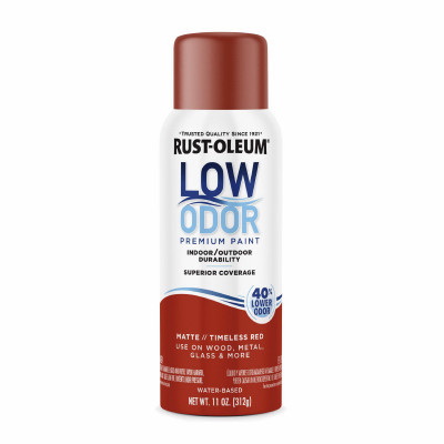 Low Odor Water-Based Spray Paint, Timeless Red, Matte. 11 oz