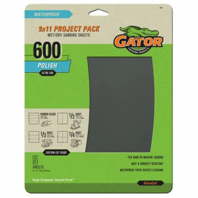 Sandpaper, Ultra Fine 600-Grit, 9 x 11-In., 5-Pk.