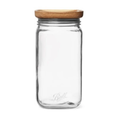 Ball 9.9 Cup Stack & Store Mason Jar with Wooden Lid