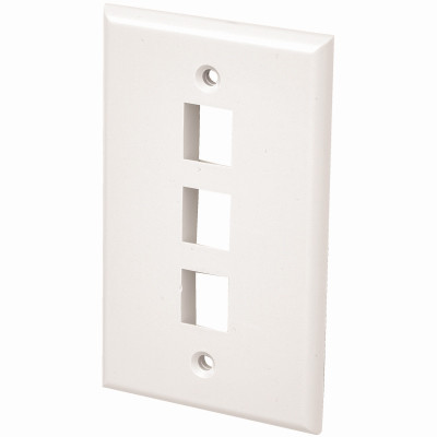 3 Port Wall Plate, White
