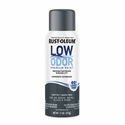 Low Odor Water-Based Spray Paint, Deep Sea, Matte, 11 oz