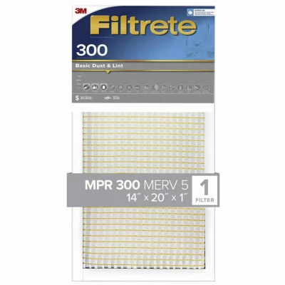 14x20 x 1 In. Basic Dust & Lint Pleated Furnace Air Filter, Gray, MPR 300, 3 Months (4 pieces)