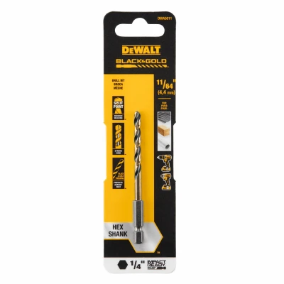 Black & Gold HSS Drill Bit, 1/4 In. Hex Shank, Impact Ready, 11/64 In.