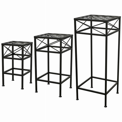 3-Pc. Nested Cross Hatch Square Plant Stands, 15, 21 & 30 In. High