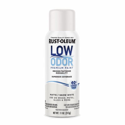 Low Odor Water-Based Spray Paint, Snow White, Matte, 11 oz