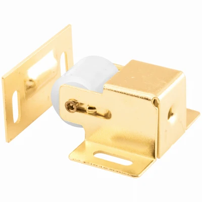 Closet Door Roller Catch with Strike, Brass