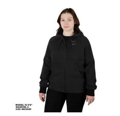 M12 Women's Heated Hooded Sweatshirt, Cotton/Poly, With Battery & Charger, Black, M