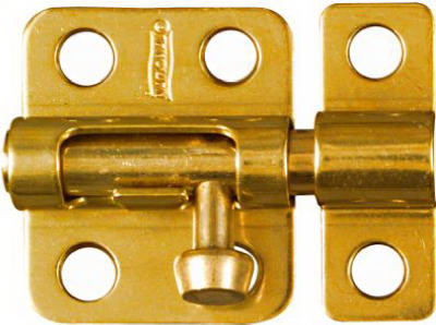 Door Barrel Bolt, Bright Brass, 2 In.