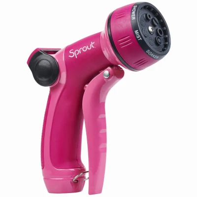 Sprout 7-Pattern Hose Nozzle, Front Trigger, Red