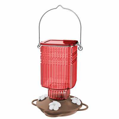 Antique Glass Hummingbird Feeder, Crimson Carnation, 22 oz.