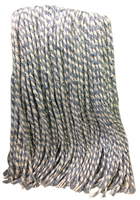 4 Ply Natural Yarn Cotton Mop Head, Cut End, Blue/White Ribbon, Green Seal Certified, 32 oz.