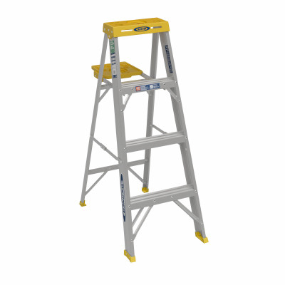 Werner 4 Ft. Aluminum Step Ladder with 225 Lb. Load Capacity Type II Ladder Rating