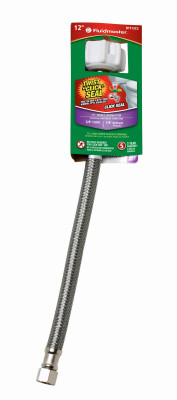 12-In. Toilet Connector, Click Seal, Braided Stainless Steel, 3/8 Compression x 7/8-In. Female Ballcock Thread