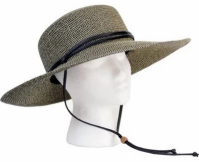 Women's "Sage" Braided Wide Hat, Black & White