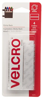Sticky Back 3.5 In. Strips, White, 4 Ct.