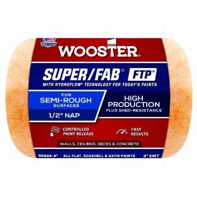 Super Fab Paint Roller Cover, Shed Resistant, 1/2-In. Nap, 4-In.