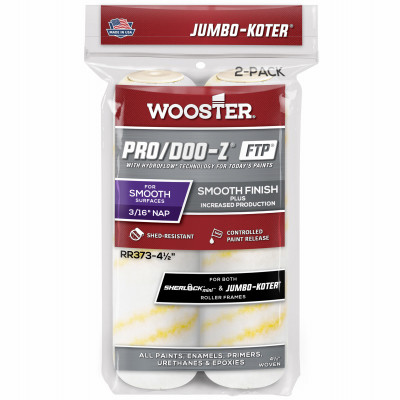 Jumbo-Koter Pro/Doo-Z Mini Paint Roller Covers, 3/16 In. Nap, 4-1/2-In. 2-Pk.