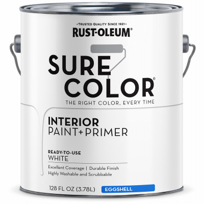 Sure Color Interior Wall Paint & Primer, Eggshell White, 1 Gallon (2 pieces)