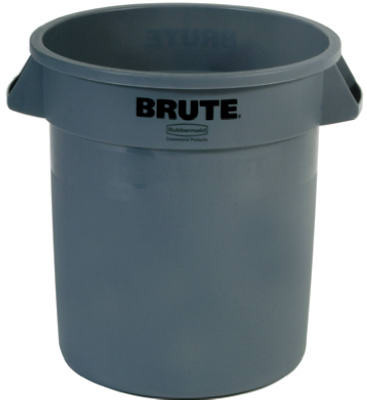 Brute Trash Can without Lid, Gray, Plastic, 10 Gallon