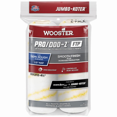 Jumbo-Koter Pro/Doo-Z Mini Paint Roller Covers, 1/2 In. Nap, 4-1/2-In. 2-Pk.