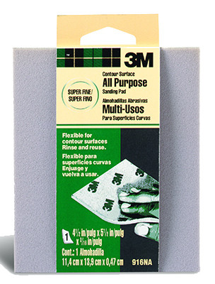 Contour Surface Sanding Sponge, Super Fine, 4.5 x 5.5 x 3/16 In.