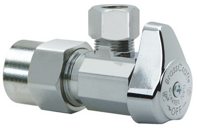 Angle CPVC Valve, 1/4 Turn, Chrome, 1/2 In. Nominal CPVC x 3/8 In. Outer Diameter Compression