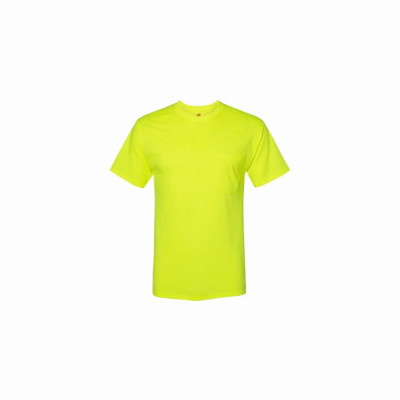 Hanes Mens Hi Vis Workwear Tee 2 Pk 2XL Safety Green