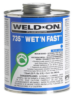 735 PVC Low VOC Pipe Cement, Blue, Qt.