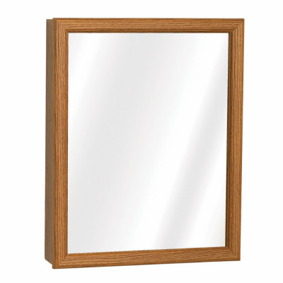 Medicine Cabinet, Oak Frame, 15.5 x 19.25 In.