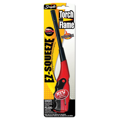 EZ Squeeze Torch Flame Utility Lighter, Wind-Resistant, Assorted Colors (12 pieces)