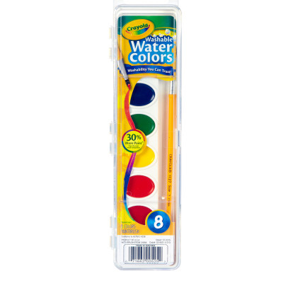 Washable Watercolors, Basic Colors, 8-Pack