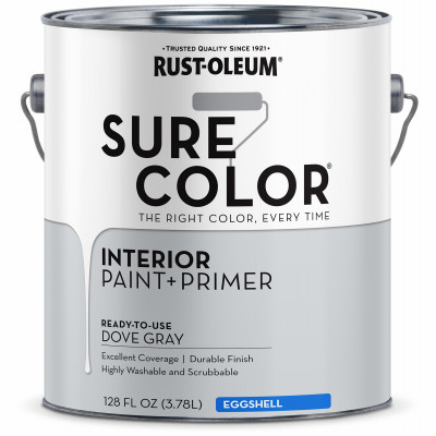 Sure Color Interior Wall Paint & Primer, Eggshell Dove Gray, 1 Gallon (2 pieces)
