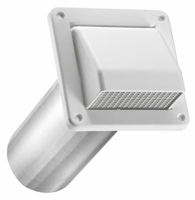 4 In. Fresh Air Intake Vent, White Plastic, 11 In. Tail Pipe