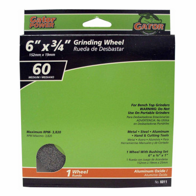 Medium Grinding Wheel, 6 x .75 x 1 In.