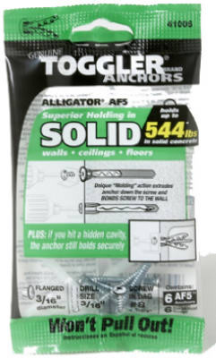 Alligator Masonry Anchors, Flanged, 3/16-In., 6-Pk.