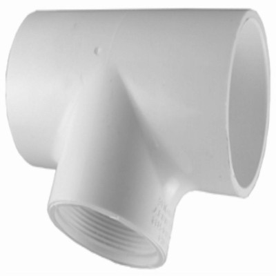 Schedule 40 Pipe Tee, Slip x Slip x Thread, White, 1/2 In.