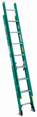 Werner 16 Ft. Fiberglass Extension Ladder with 225 Lb. Load Capacity Type II Duty Rating