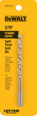 Titanium-Coated Drill Bit, 3/16 In.